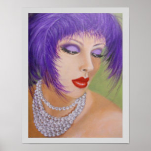 Póster Senhora com as penas em seu cabelo