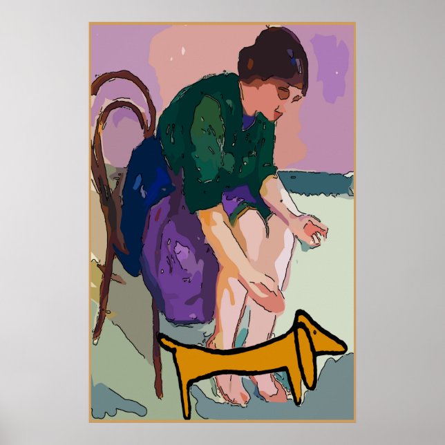 Poster Senhora com Dachshund (Frente)