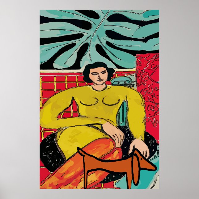 Poster Senhora com Dachshund (Frente)