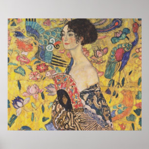 Poster Senhora com fã - Gustavo Klimt