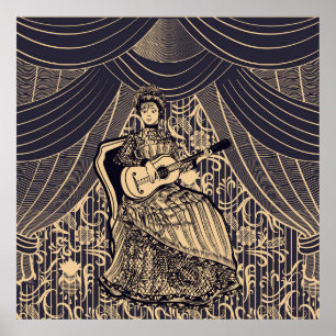 Poster Senhora com guitarra