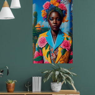 Poster Senhora com jaqueta floral