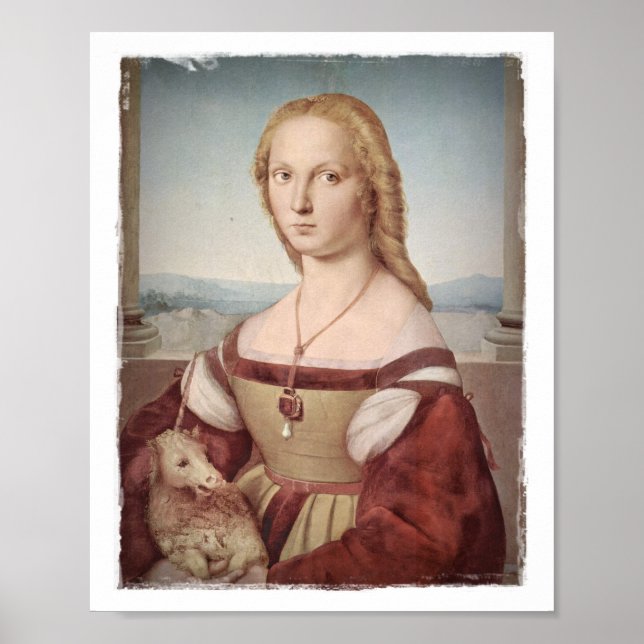 Póster Senhora com um Unicórnio (Frente)