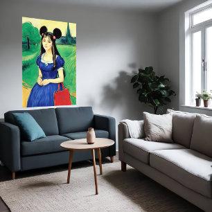 Poster Senhora com vestido azul e orelhas de rato Arte