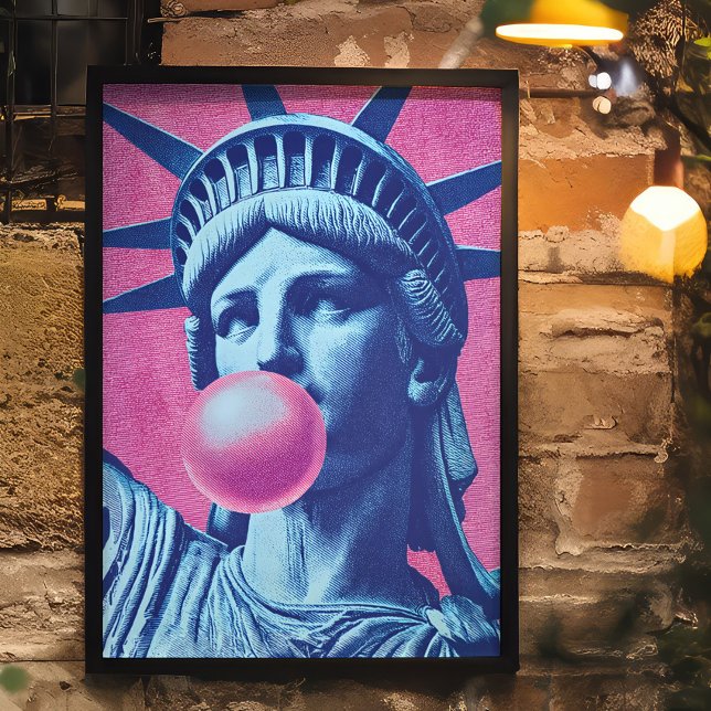Poster Senhora da Pop de Arte Retro (Make a bold statement with this pop art-style Statue of Liberty poster)