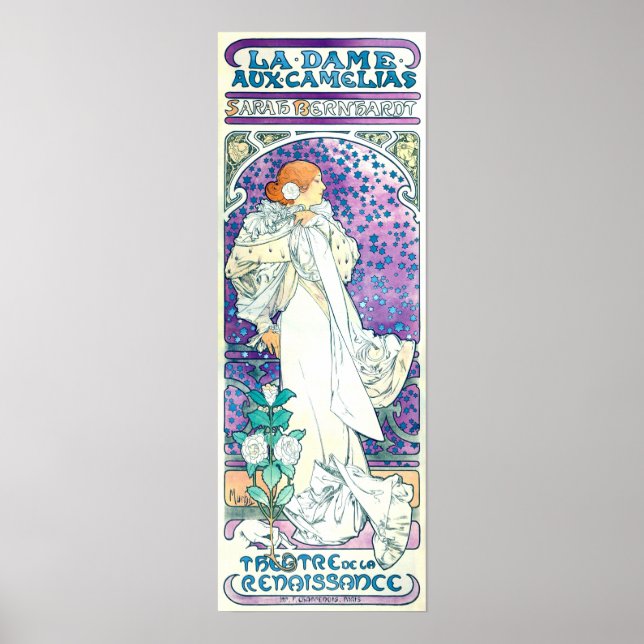 Poster Senhora das Camelias, Alphonse Mucha (Frente)