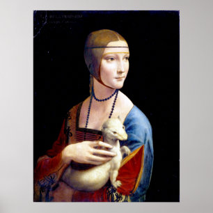 Póster Senhora de Leonardo da Vinci com um arminho