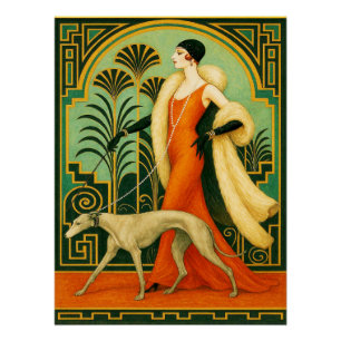 Póster Senhora Deco sofisticada com Poster Greyhound/