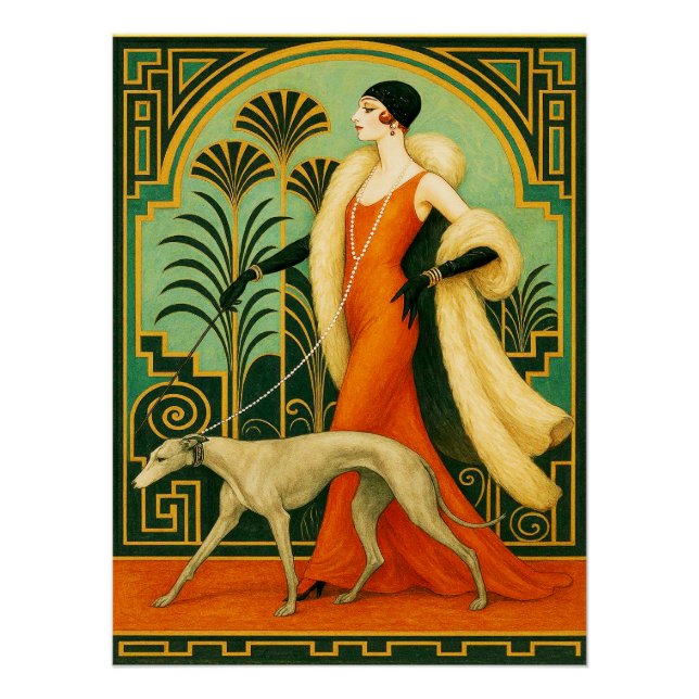 Póster Senhora Deco sofisticada com Poster Greyhound/ (Frente)