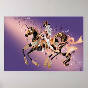 Poster Senhora e Cavalo Mecânico Steampunk