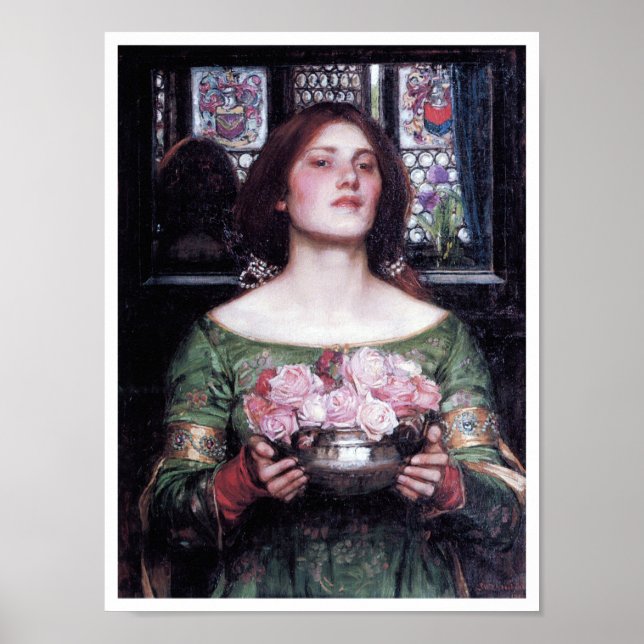Poster Senhora e Rosas, John William Waterhouse (Frente)