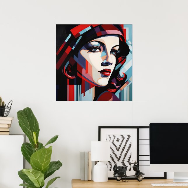 Poster Senhora elegante Art Deco amantes (Escritório em casa)