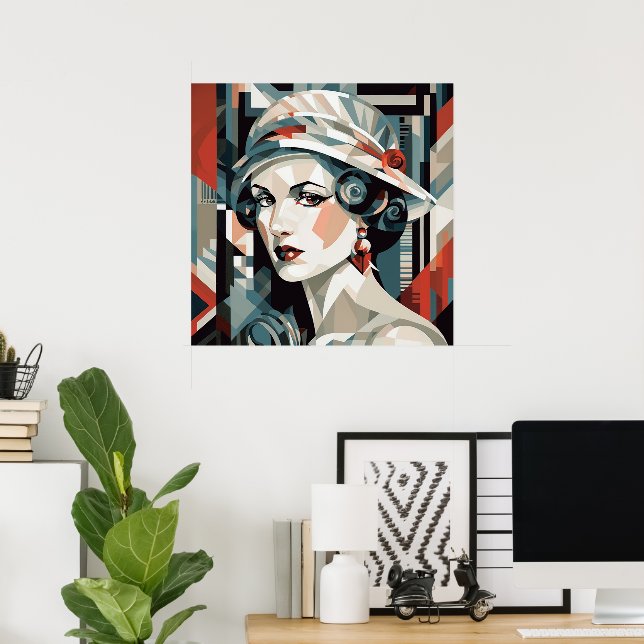 Poster Senhora elegante Art Deco amantes (Escritório em casa)
