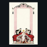 Póster Senhora Elegante em Deco de Arte em Paris<br><div class="desc">Senhora Elegante em Paris. Ilustração de arte deco de 1924. O ilustrador francês Georges Barbier completou dezenas de belas ilustrações que retratam os vinte e poucos anos em França. Senhora Elegante em Paris mostra uma jovem loira sentada num sofá como dois pretendentes em tuxedos flertando com ela. A mulher veste...</div>