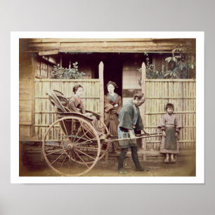 Póster Senhora em um rickshaw, c.1890s (foto colorida)