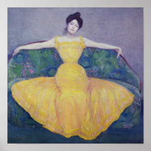 Póster Senhora em um vestido amarelo, 1899