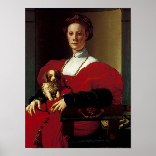 Póster Senhora em um vestido vermelho (Frente)