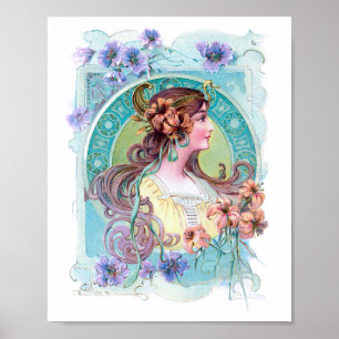 Poster Senhora Exótica Vintage Art Nouveau