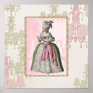 Poster Senhora francesa Cor-de-rosa