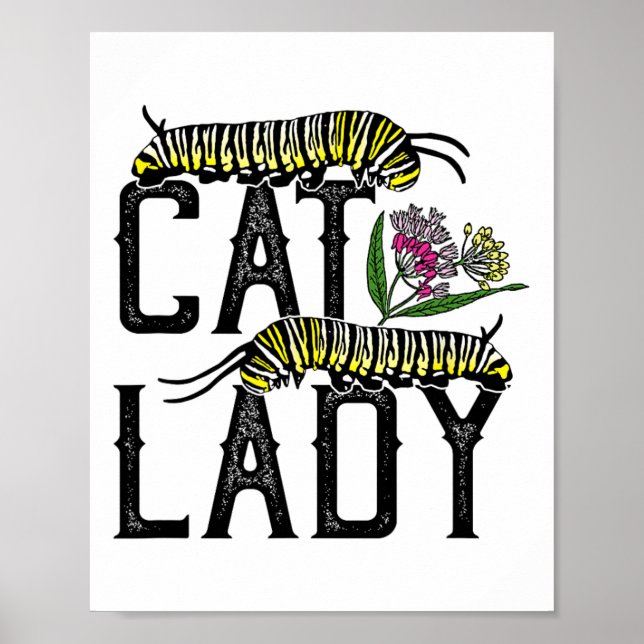 Poster Senhora Gato - Borboleta Monarca Engraçada (Frente)