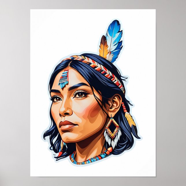 Poster Senhora Indígena Americana (Frente)