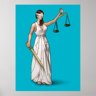 Póster Senhora Justiça - azul do mergulhador