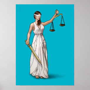 Póster Senhora Justiça - azul do mergulhador