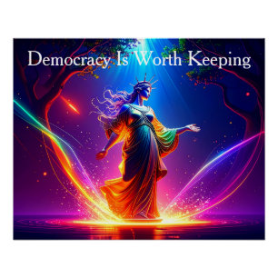 Póster Senhora Liberdade dos EUA A Democracia Vale a Pena