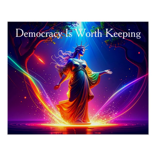 Póster Senhora Liberdade dos EUA A Democracia Vale a Pena (Frente)
