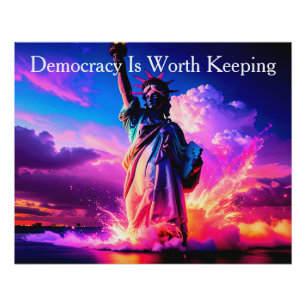 Póster Senhora Liberdade Patriótica A Democracia Vale a P