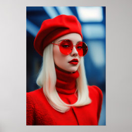 Poster Senhora Loira em Vermelho