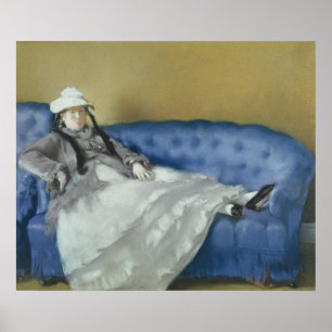 Póster Senhora Manet em um sofá azul, 1874 de Manet  