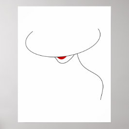 Poster Senhora Moderna Com Chapéu Em Arte Vermelha De Láb