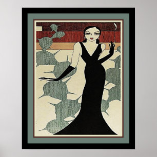 Poster Senhora no art deco 1931 preto do vestido CA