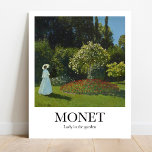 Poster Senhora no jardim por Claude Monet<br><div class="desc">Este poster apresenta uma reprodução de alta qualidade da pintura de Claude Monet de 1866, intitulada Lady in the Garden. A pintura mostra uma mulher com um vestido branco e um chapéu de palha, parado em um cheio de jardim de flores e árvores. A pintura é uma das primeiras obras...</div>