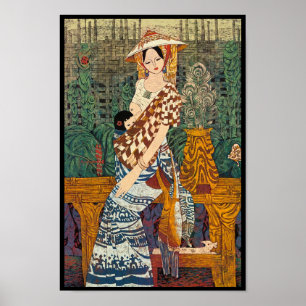 Poster Senhora oriental e criança de Chen Yongle do calo