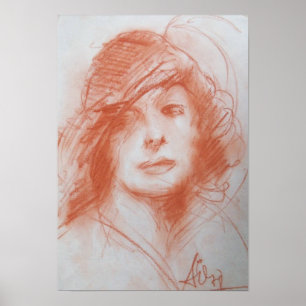 Póster SENHORA ROMÂNTICA Sepia Brown