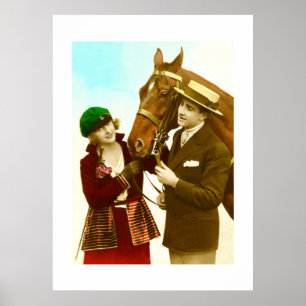 Póster Senhora, senhor e cavalo