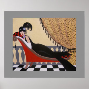 POSTER SENHORA UM SALA DE ESTAR DO ART DECO
