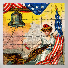 Poster Senhora Vintage, Águia, Bandeira e Mosiac da Liber