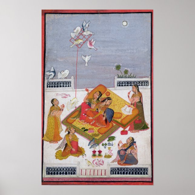 Póster Senhoras assistindo pombos, 1770 (Frente)