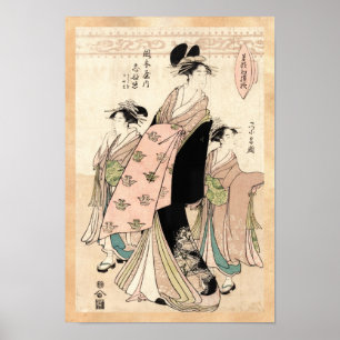 Póster Senhoras japonesas legal da gueixa do ukiyo-e do