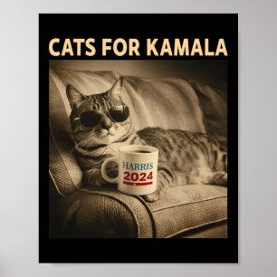 Poster Senhoras Para Kamala Funny Cat 2024 Presidente Kam