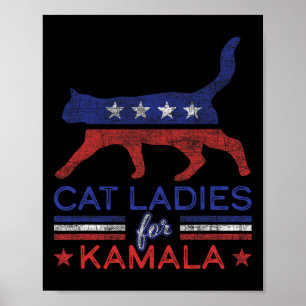 Poster Senhoras Pelo Gato Democrata De Kamala Engraçado P