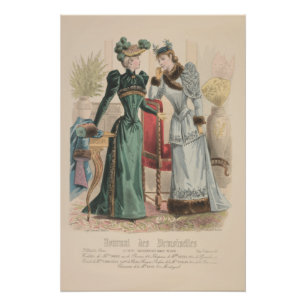 Póster Senhoras Vitorianas Gossiping da moda francesa Vin