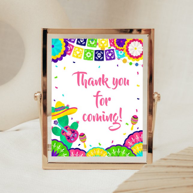 Poster Senhorita Fiesta Obrigado por vir (Mexican Baby Shower Thank You for Coming Sign)