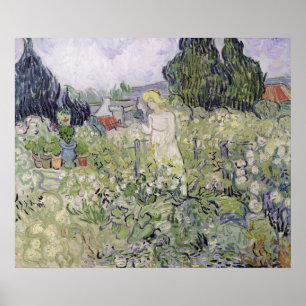 Poster Senhorita Gachet de Vincent van Gogh   no jardim