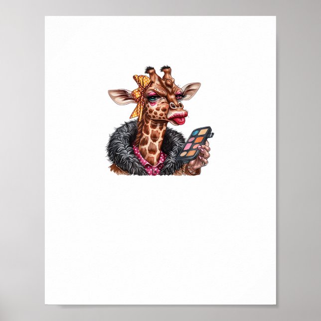 Poster Senhorita Girafa Adorável Aplicando Maquiagem Com  (Frente)