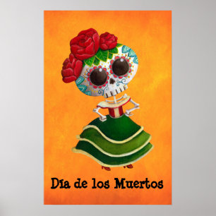 Póster Senhorita morte de Diâmetro de Muertos Mexicano