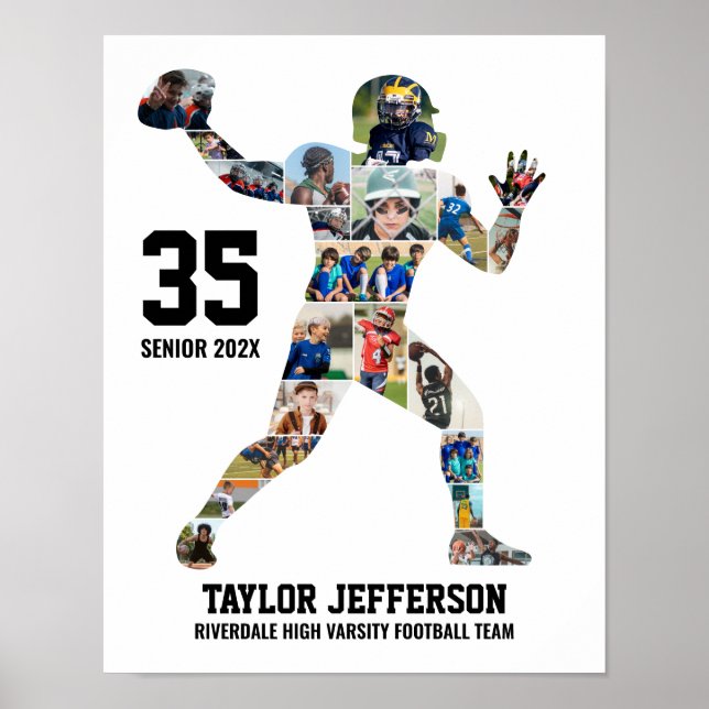 Poster Senior Football Team Photo Collage Custom Sports (Frente)